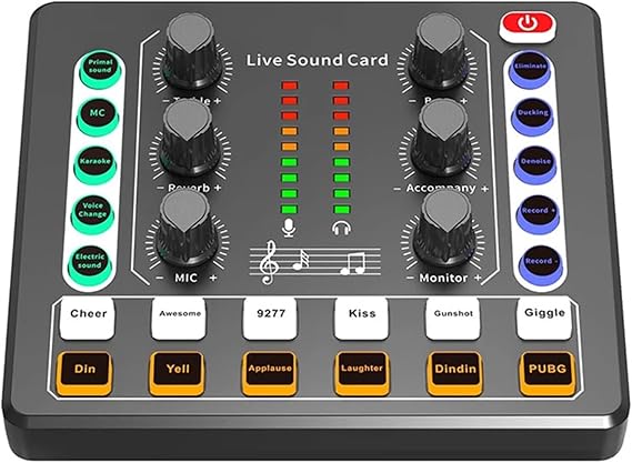 DJ Controllers, Audio Interface with DJ Mixer Live Sound Card Effects and Voice Changer,Prefect for live Streaming/Podcasting/Gaming