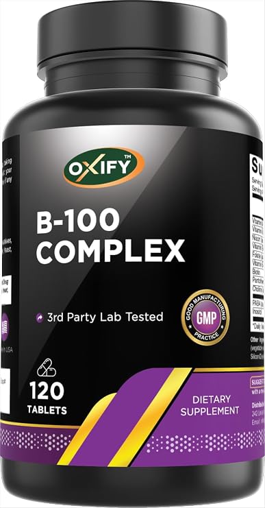 Oxify B-100 Complex, 120 Tablets | Gluten-Free, Non-GMO, Made in USA