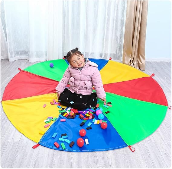 Party Game Parachute with Handle, Parent-Child Activity Parachute Game Toy, Home Backyard Party Game Toys (Size : 2m/6.56ft)