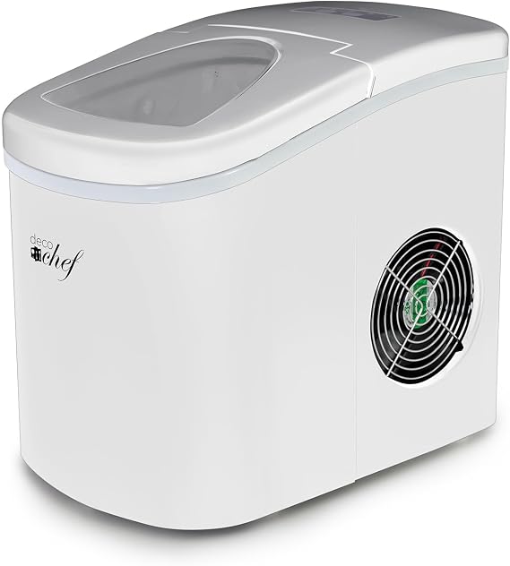Deco Rapid Portable Automatic Electric Countertop Ice Maker - 6 Great Colors Compact Top Load 26 Lbs. Per Day Great for Party Hosting Never Run Out of Ice Again, Self Cleaning (White)