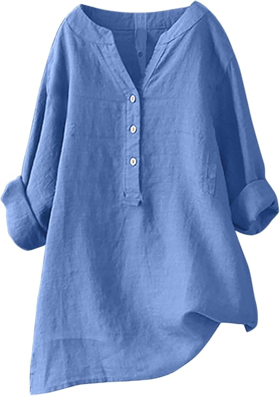 Loose Button Down Blouse Tops Stand Solid Sleeve Long Casual Women Shirt Women's Blouse Women Off Shoulder Blouse