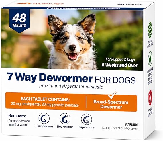 DEWORMER-Canine Tablets,pyrantel pamoate & praziquantel,48 Tablets
