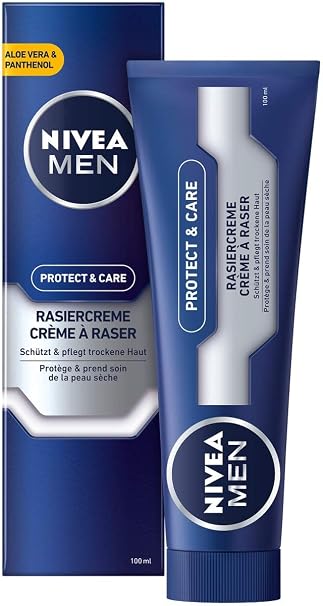 Nivea Men Protect &amp; Care Shaving Cream in 1 Pack (1 x 100 ml) with Creamy Foam for a Gentle Shave Skin-Friendly Shaving Cream for Men