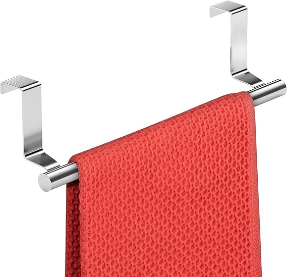 Over Cabinet Towel Bar with Hooks, 14 Inch