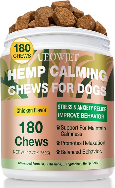 180 Chews Calming Chews for Dogs - Dog Calming Chews, for Separation, Strss & Hyperactivity Rlief, Storms &Fireworks, Travel,