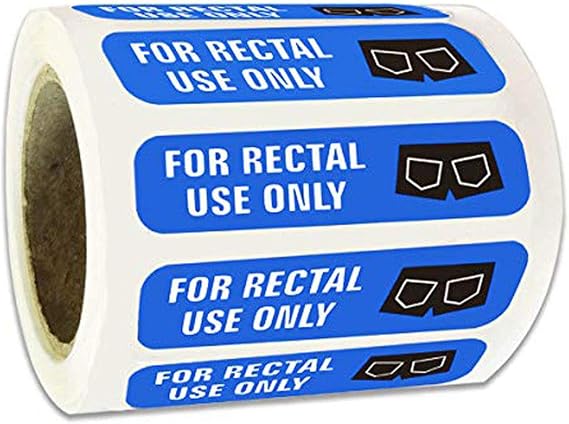 500 for Rectal Use Only Stickers Waterproof - 1.5" x 3/8" Blue Permanent Adhesive Rectal Use Only Stickers Labels