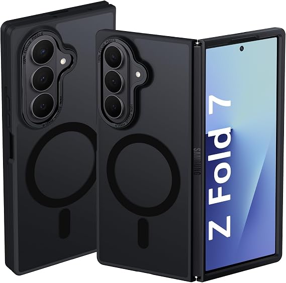 BENTOBEN Magnetic for Samsung Galaxy Z Fold 7 Case 2025, [Compatible with Magsafe] Slim Cute Matte Translucent Shockproof Drop Protective Bumper Women Men Phone Cover for Galaxy Z Fold 7 5G, Black