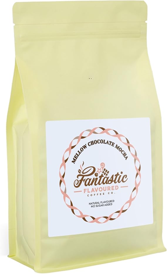 Chocolate Flavour Ground Coffee 227g - Mellow Chocolate Mocha - Fantastic Flavoured Coffee Company - Naturally Flavored - Medium Roast - Strength 3 - Cafetiere French Press V60 Filter - No Sugar Added