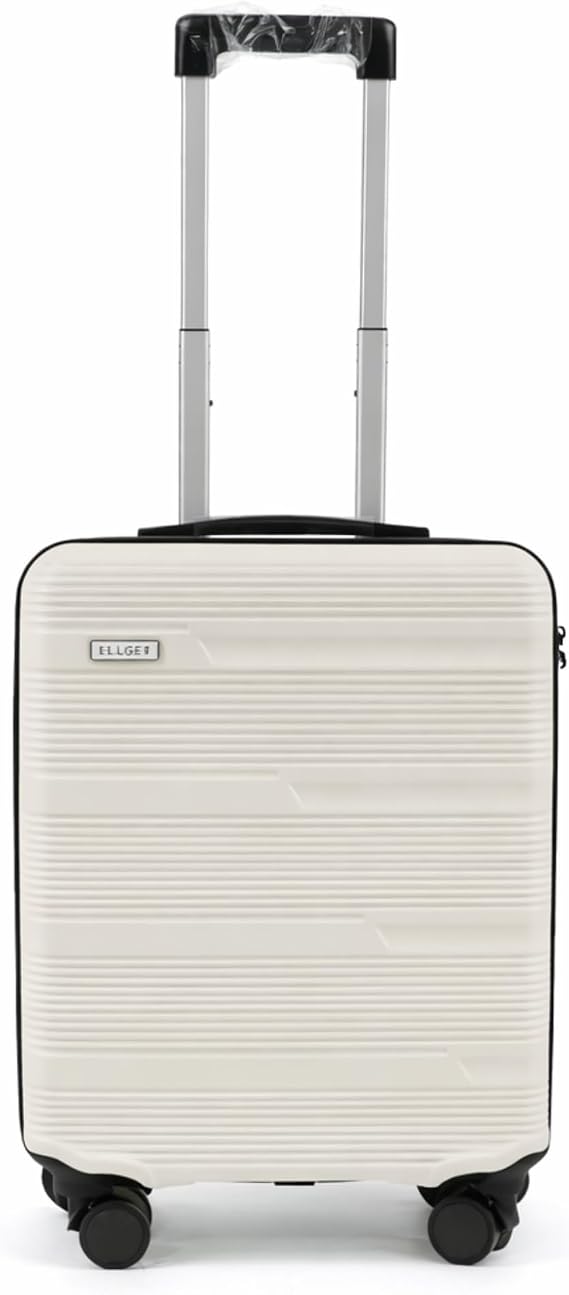 55cm Suitcase Compatible - Underseat Size - Hard Shell ABS - Spinner Wheels - Lightweight Travel Luggage (55x40x20 cm) White