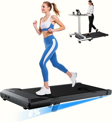 MJWW Walking pad, 6% Manual Incline Under Desk Treadmills, 300 LBS Walking pad treamill, 3 in 1 Treadmills for Home & Office, Portable treamill with LED Display