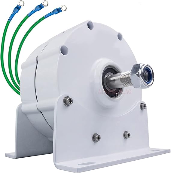 with Base 5000W Gearless Permanent Magnet Generator 12V 24V 48V 220V Three Phase Electric AC Alternator for Wind Turbine Water Turbine Low RPM (White)