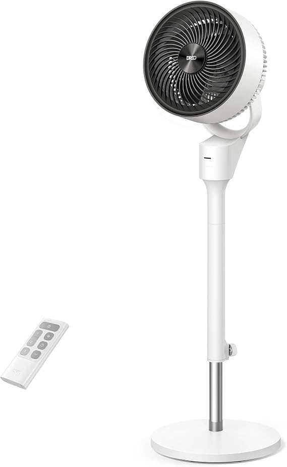 DREO Fan for Bedroom, 80 Oscillating Standing Fan, 25dB Quiet, 80ft Pedestal Fans for Home Office, 90 Manual Vertical, 3 Speeds, Remote, 34-41" Adjustable Height, Air Circulator