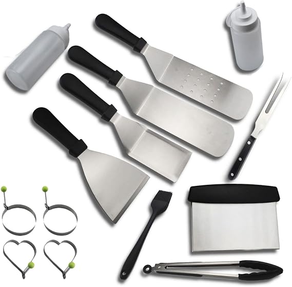 KANDUO Grill Set Combination,Deluxe Grill Set,15 PCS Stainless Steel Griddle Accessories Kit for Outdoor BBQ, Kitchen - Perfect Grill Gifts for Men
