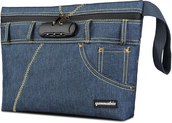 Smell Proof Bag with Lock, Odor Resistant Herb Storage Bag with Carbon Lining, Portable Stash Pouch with Combination Lock, Travel Case for Smoker Accessories 11.8" x 8.6"