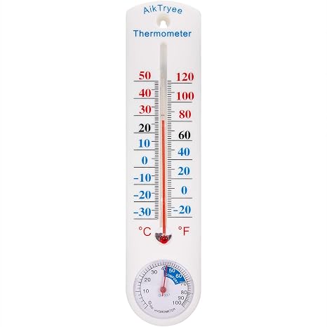 Outdoor Indoor Hygrometer Thermometer, Humidity Monitor, Temperature Humidity Gauge Meter with Celsius/Fahrenheit (C/F) for Patio, Field, Cellar, Garden, Humidors, Greenhouse, Closet by AikTryee
