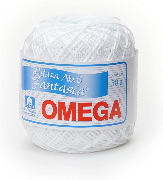 Fantasia NO.8 [50grs] by Omega - 100% Mercerized Cotton Yarn Great for Thick Crochetting - Color: 01 - White 100