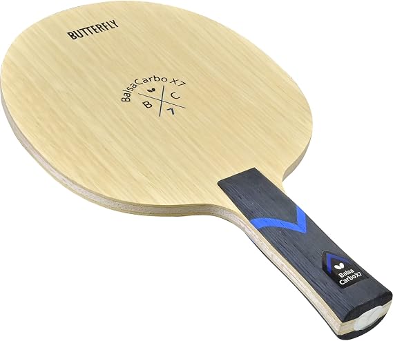 Butterfly BalsaCarbo X7 22 Table Tennis Blade - Balsa Wood Blade with 5 Wood and 2 Carbon Plies - Professional Butterfly Table Tennis Blade - Available in an, FL, and ST Handle Styles