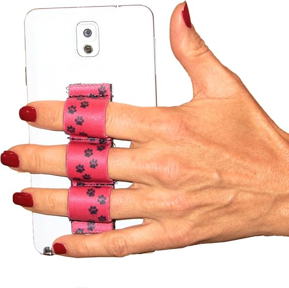LAZY-HANDS 3-Loop Phone Grip - FITS Most - Paws Red