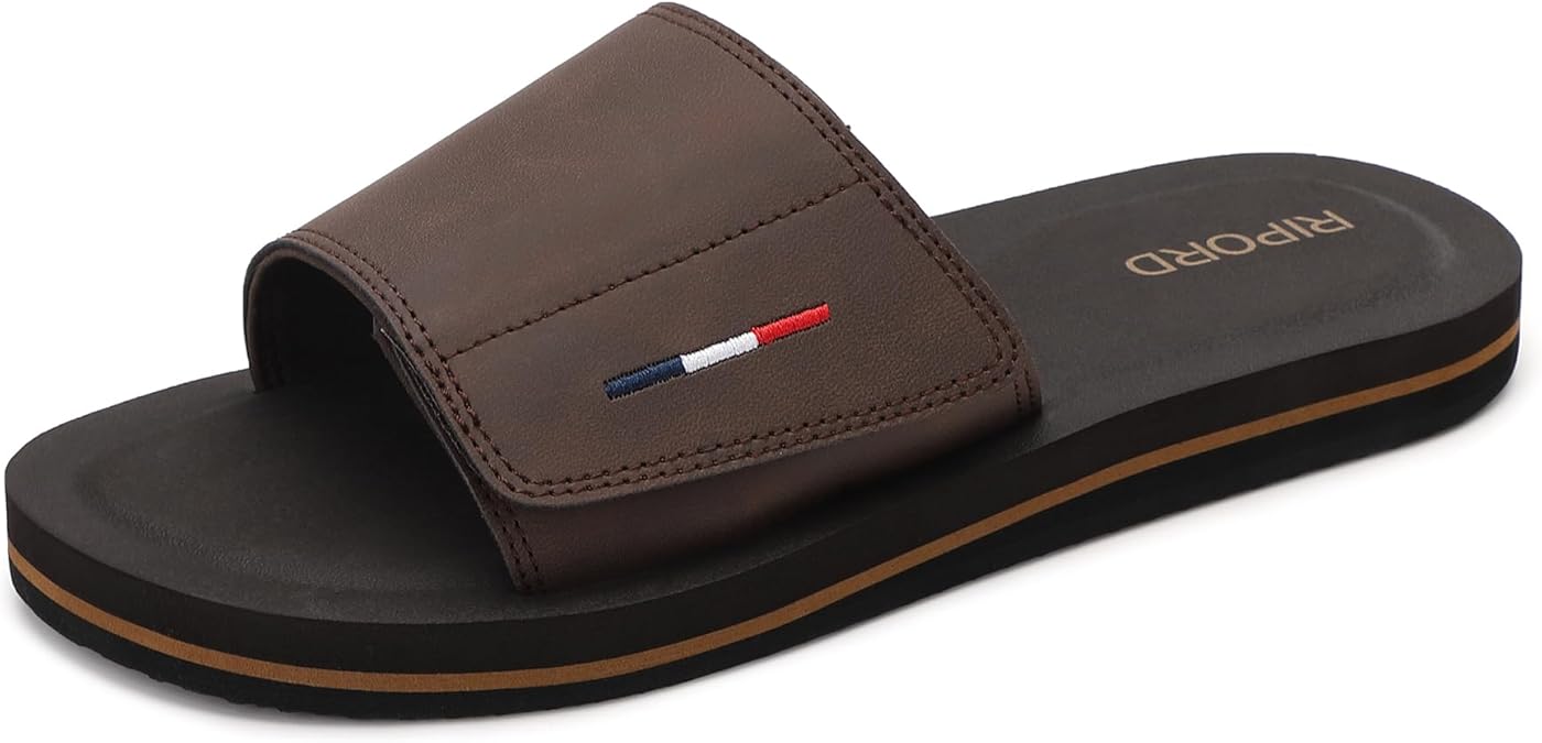 Mens Adjustable Slides Sandals Slip On Sandals | Comfortable Athletic Anti-Slip Slides Indoor Outdoor