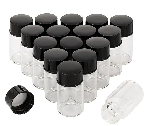 Kesell 7ml Glass Sample Vials with Screw Cap, 16-Pack
