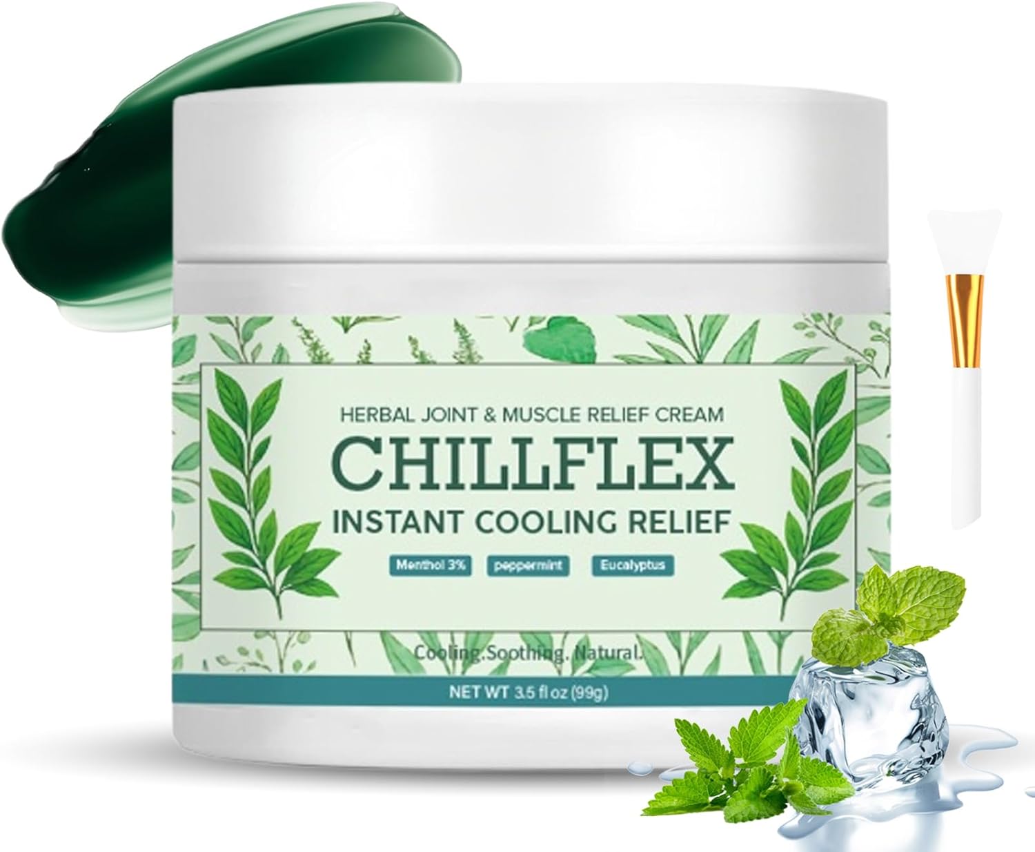 Instant Cooling Relief Cream, Soothing Cooling Menthol Gel, Soothing Joint Activities Throughout The Body for Muscle, Head, Lumbar, Neck, Hands, and Feet 3.53oz 1pcs, 3.53oz