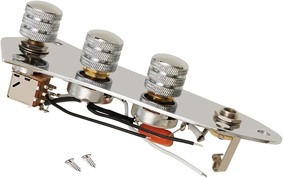 Prewired Jazz Bass Control Plate, Parallel-Series Wiring PushPull Volume Boost Output Mid-range, Chrome-Stripe