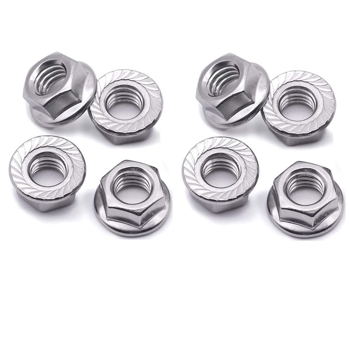 Libertyyouxiangongsi M10 1.0mm Pitch Stainless Steel Flange Nut, 8 Pieces