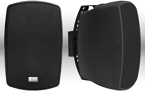 OSD Audio AP490 4" Outdoor Patio Speaker Pair, 60W RMS and 70V, IPX6 Weather Resistant, Full Motion Bracket, Black