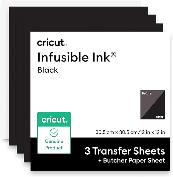 Cricut Infusible Ink Transfer Sheets, Black (3 ct) - 12 x 12in