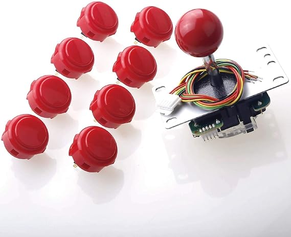 Sanwa JLF-TP-8YT Joystick + Sanwa 8 pcs OBSF-30 Push Button Bundle Kit Color : Red - for Arcade Game 4 & 8 Way Adjustable, Compatible with Catz Mad SF4 Tournament Joystick S@NWA