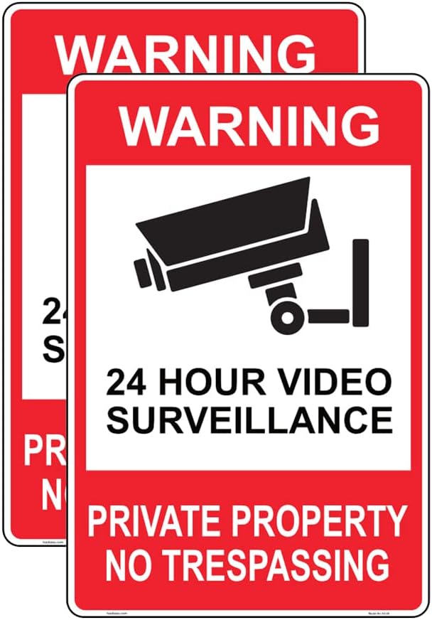 2 Pcs Private Property No Trespassing Sign Sticker - 30 cm x 20 cm - Self Adhesive Vinyl