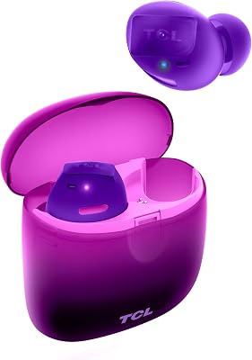TCL SOCL500TWS Wireless Earbuds with Pumping Bass, Type-C Charging Case 26H Playtime, Bluetooth 5.0, Secure Fit, Waterproof, Noise Isolation, One Step Pairing for Gym - Sunset Violet