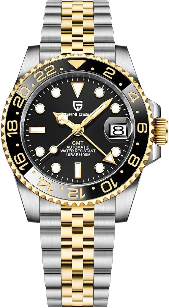 Pagani Design GMT Automatic Mechanical Men's Watch Rotating Ceramic Bezel Stainless Steel Watch with Date Function Men's Sport Watch