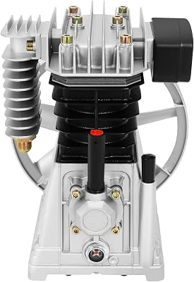 2 Cylinders Air Compressor Pump Head Aluminum and Iron Industrial Compressor Head Pump Motor Replacement with Belt Pulley 3HP-420L