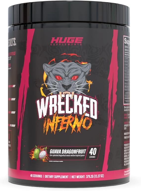 Wrecked Inferno - Thermogenic Pre Workout For Men & Women, Increase Energy, Boost Thermogenesis & Metabolism, Enhance Exercise Performance - Contains L-Citrulline, L-Carnitine, Beta-Alanine & More