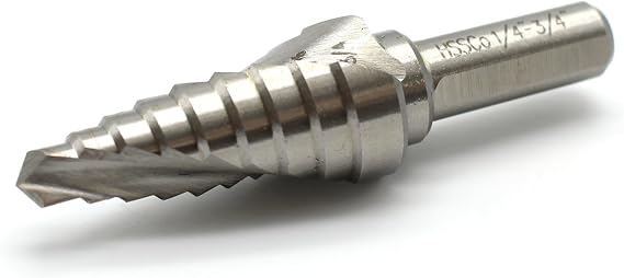 TEMO M35 Cobalt Spiral Step Drill Unibit Bit 1/4"-3/4" 9 Size, 3/8" Shank