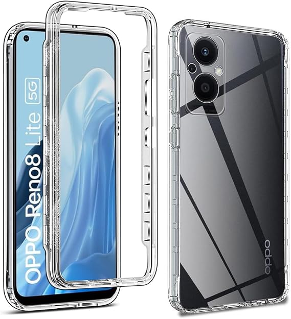 GAPlus OPPO Reno8 Lite 5G Galaxy Front and Back Case [Built in Screen Protector] Transparent Clear Fully Protection PC Hard Soft Slim Thin Cover Bumper Shockproof For OPPO Reno8 Lite 5G
