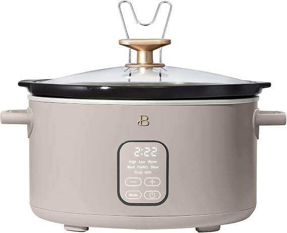 LUGBAR Beautiful 6 Qt Programmable Slow Cooker Drew Barrymore (Porcini Taupe)