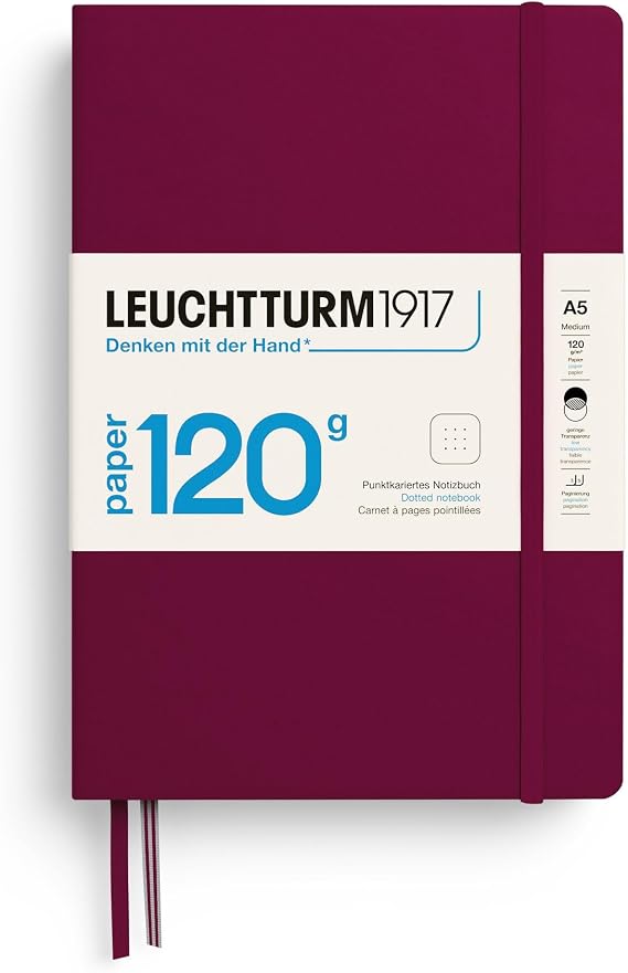 LEUCHTTURM1917 - 120G Special Edition - Medium A5 Dotted Hardcover Notebook (Port Red) - 203 Numbered Pages with 120gsm Paper