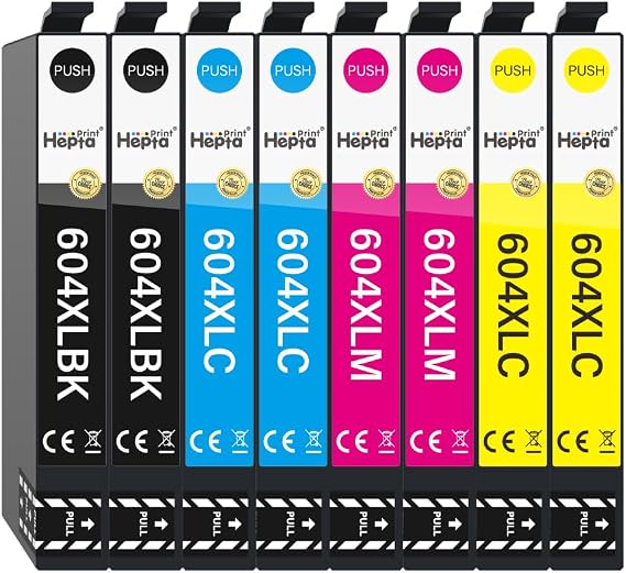 604xl Cartridges for Epson 604 XL Printer Cartridges for Epson XP-4200 XP-3200 XP-3205 XP-2200 XP-2205 XP-4205 WF-2910 WF-2930 WF-2935 WF-2950 (Set of 8 (2Black 2Magenta 2Cyan 2Yellow )) ))