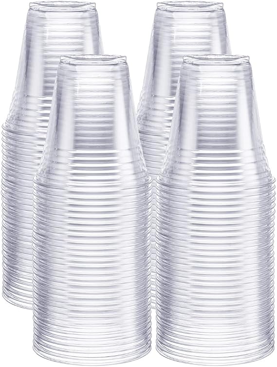 GUSTO 12 oz Clear Plastic Cups [100 Pack] PET Party Cold Cups | Durable, Crack-Resistant, Elegant Crystal Clear Design, BPA-Free, Smoothies, Iced Coffee, Soda, Cocktails & Juice