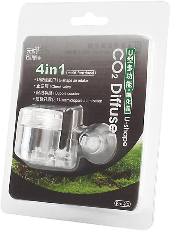 CO2 Diffuser 4- in-1 Function, Ultramicropore Atomization U-Shape Air Intake Bubble Counter Check Valve
