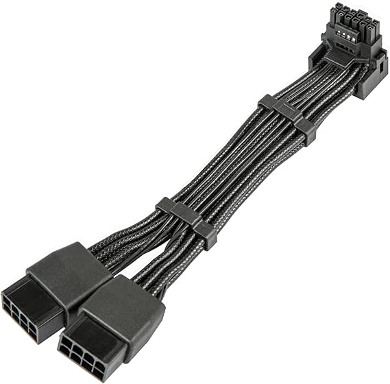 12VHPWR 90 Degree Adapter to 2X 8Pin: 16AWG 16 PIN GPU Right Angle PCI-E 5.0 Extension for for Graphic Card GPU 12+4pin RTX 3090Ti 4070Ti 4080 4090 (Type A)