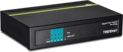 TRENDnet 5-Port Gigabit PoE Switch, 31 W PoE Budget, 10 Gbps Switching Capacity, Data & Power Through Ethernet To PoE Access Points And IP Cameras, Full & Half Duplex, Black, TPE-TG50g