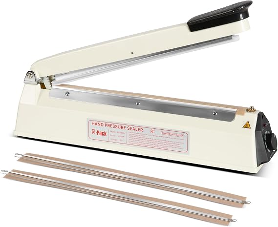 Impulse Heat Sealer, Heavy Duty Sealing Machine with Extra 2 Replacements(white, 12inch)