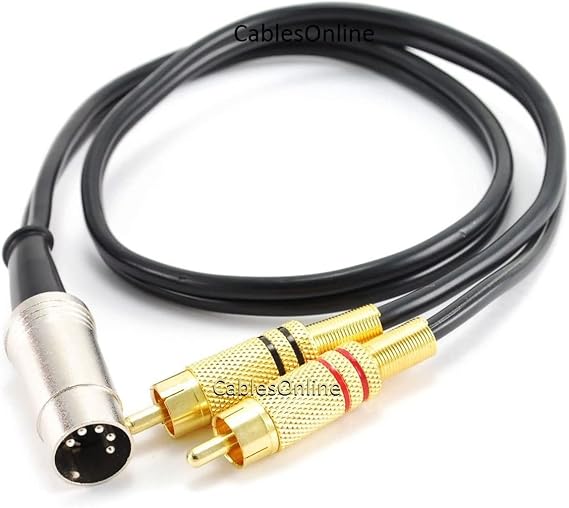 CablesOnline 2ft 5-Pin Din Male to 2-RCA Male Professional Grade Audio Cable for Bang & Olufsen, Naim, Quad...Stereo Systems (BO-202K)