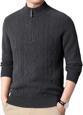 HNVAVQ 100% Cashmere Knitted Sweater Quarter Zip Pullover Fall Winter Spring