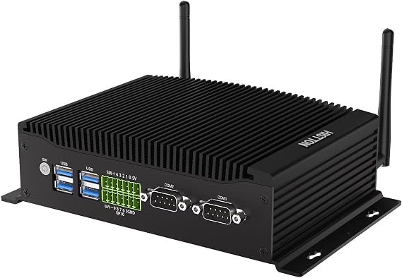 HISTTON Fanless PC Core i7-10810U, 32GB RAM 512GB SSD+1TB HDD, Mini Computer with 2 RS232/485 COM, Dual HD+DP 4K Triple Display, 2 LAN, 6 USB, GPIO, Wifi, BT4.2, Mini PC Windows 11 Pro, support Ubuntu