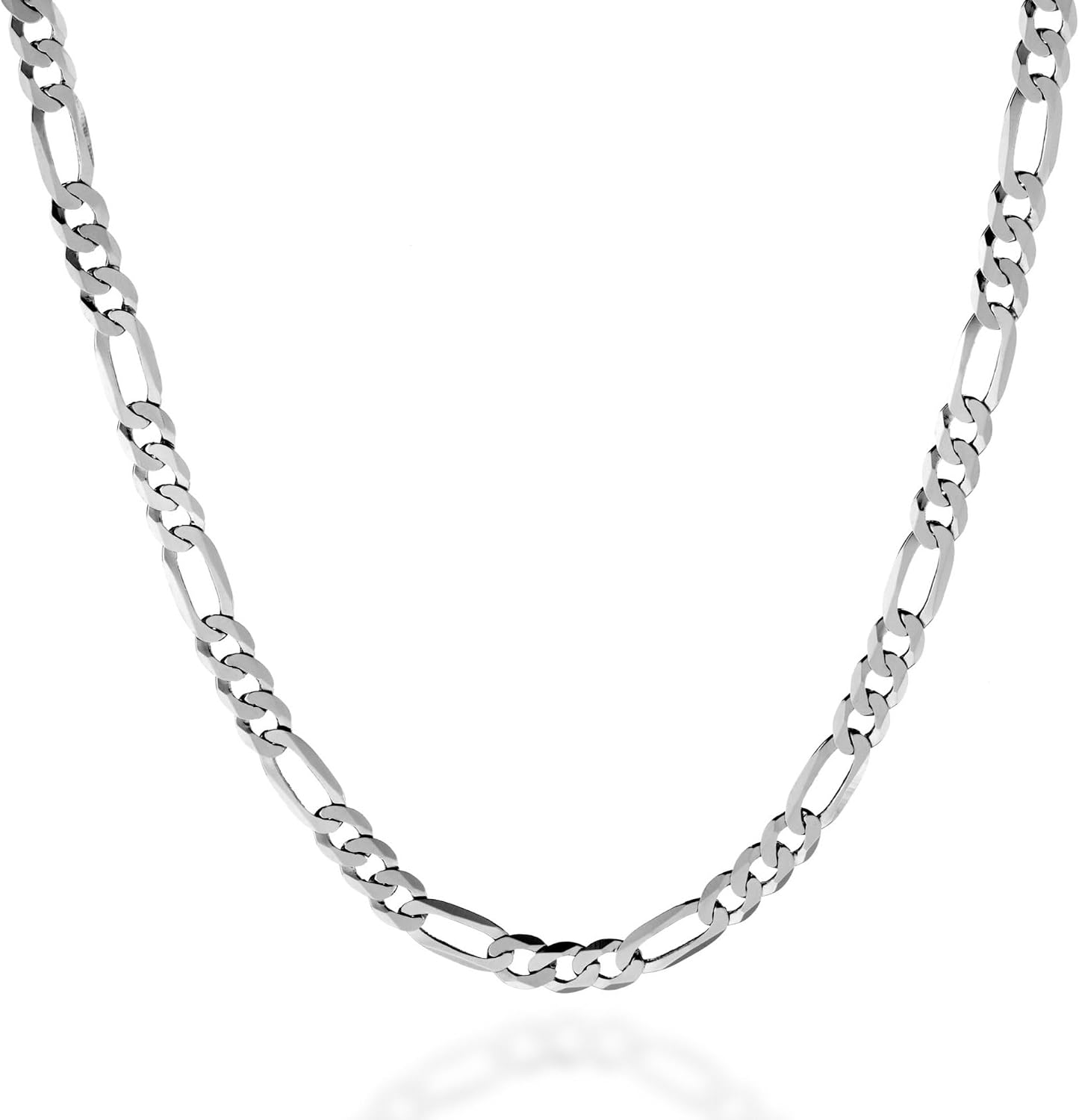 QUADRI - 925 Sterling Silver Figaro Chain for Men Women Girls Boys in Real Solid 5MM Italian Necklaces - 16 to 30 Inch - Diamond Cut - Made in Italy Certified - Gift Box Included