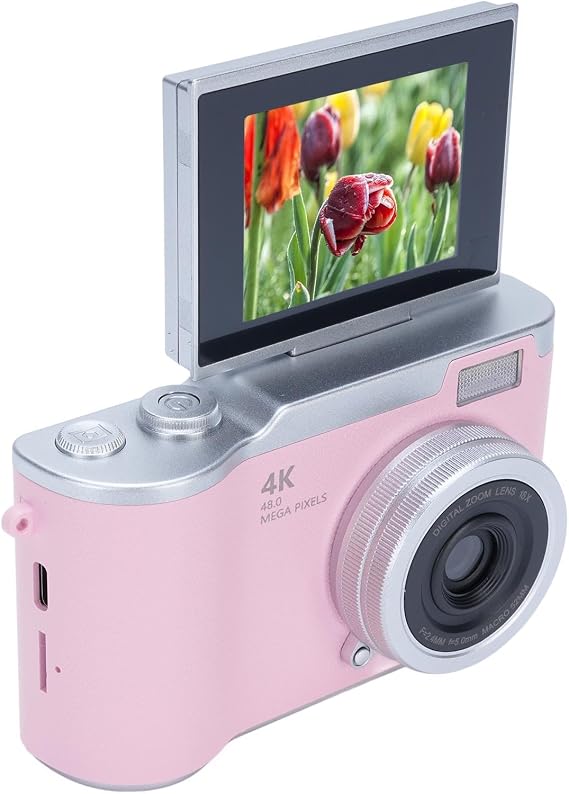 Digital Photography Camera 1080p 48MP 2.4 Inch HD Display 8X Electronic Zoom Video Camera for Outdoor Photography (Rosenate)
